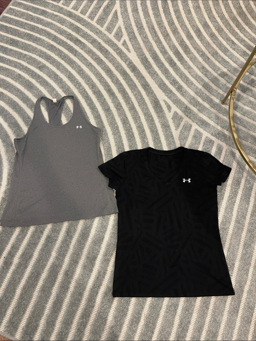 Under Armour Women's Black V-Neck Tee & Gray Racerback Tank